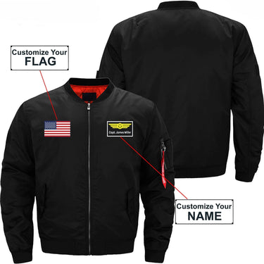 CUSTOM FLAG & NAME WITH BADGE 2 DESIGNED PILOT S - JACKET THE AV8R